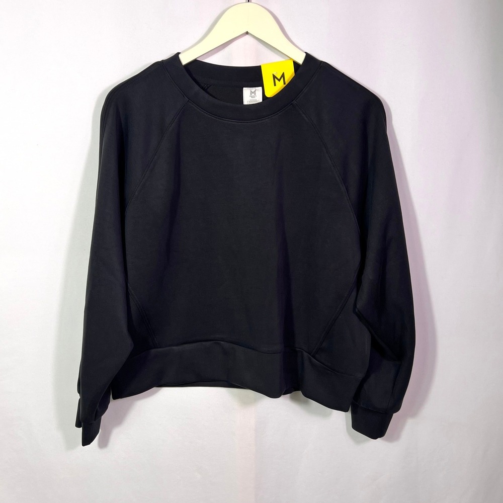 Members Mark Womens Sandwash Crewneck Pullover Black Relaxed Fit Sweatshirt M
